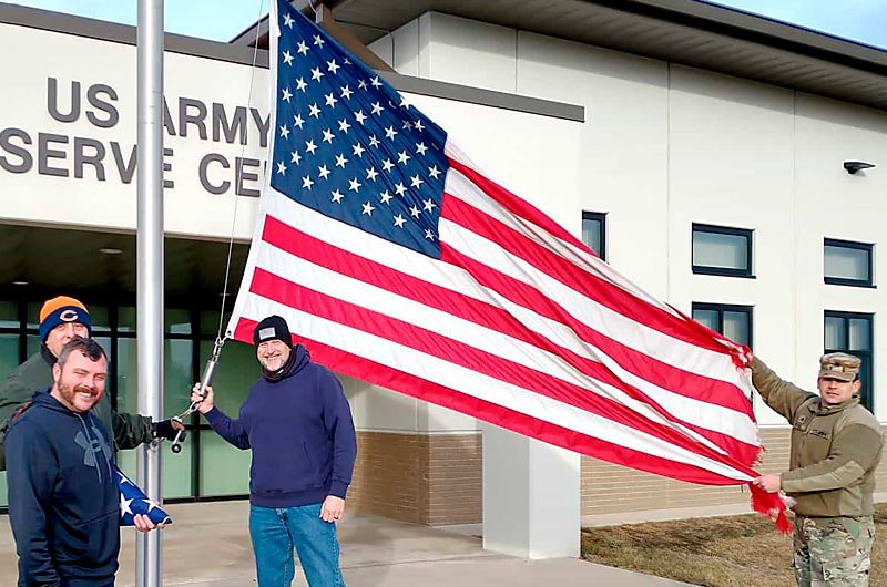 Operation Fallen Flags replacing U.S. flag at Army Reserve Training Center, Machesney Park, Illinois.
