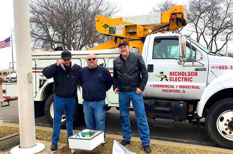 Nicholson Electric boom truck at Lou Bachrodt Auto Mall